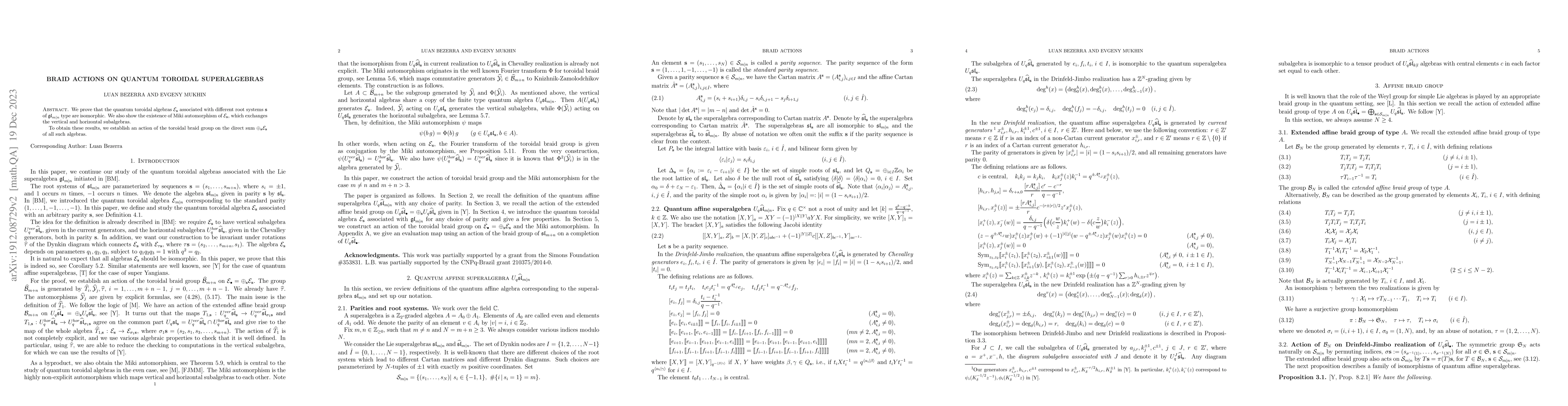 Thumbnail for Braid actions on quantum toroidal superalgebras