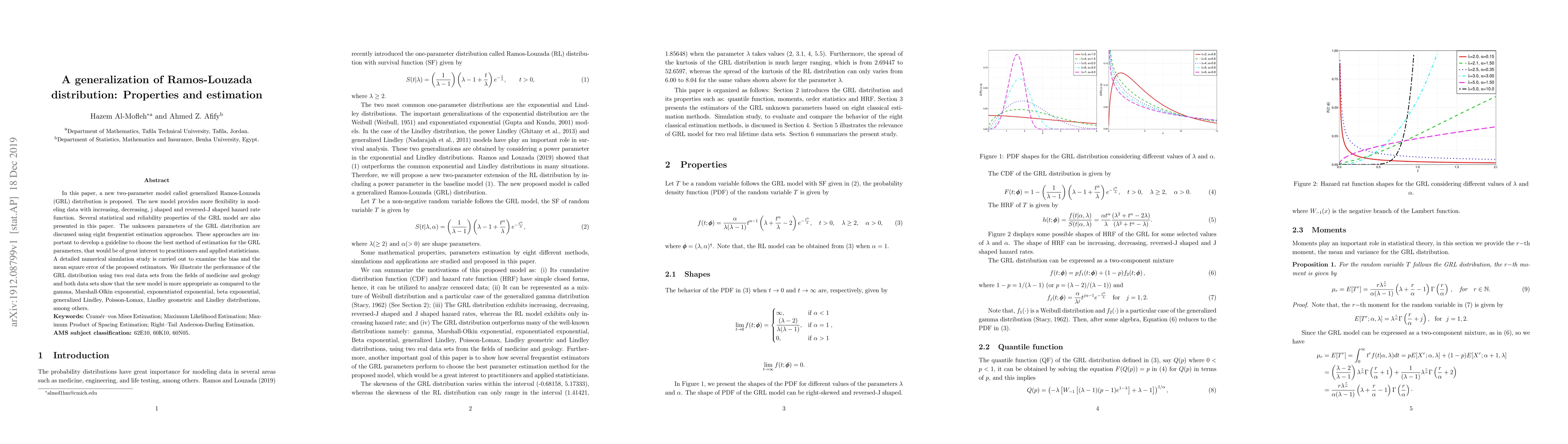 Thumbnail for A generalization of Ramos-Louzada distribution: Properties and
  estimation