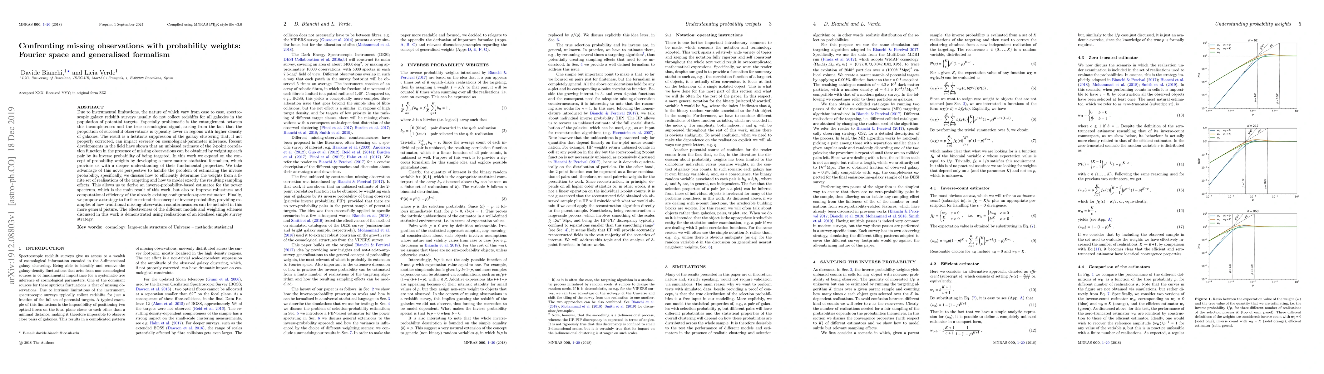 Thumbnail for Confronting missing observations with probability weights: Fourier space
  and generalised formalism