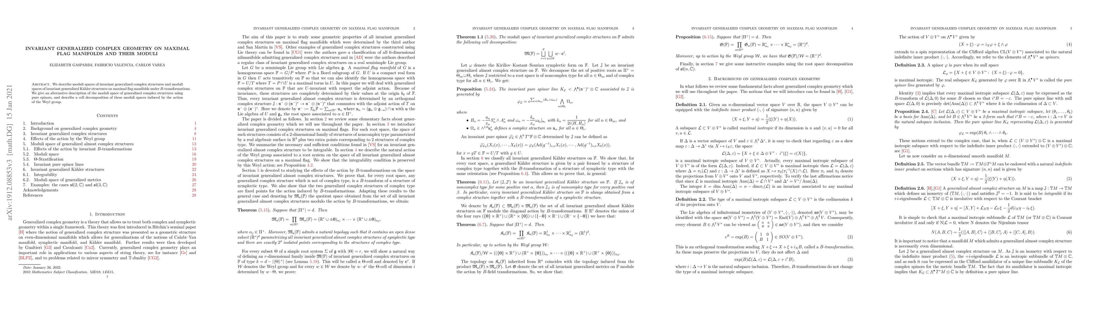 Thumbnail for Invariant generalized complex geometry on maximal flag manifolds and
  their moduli