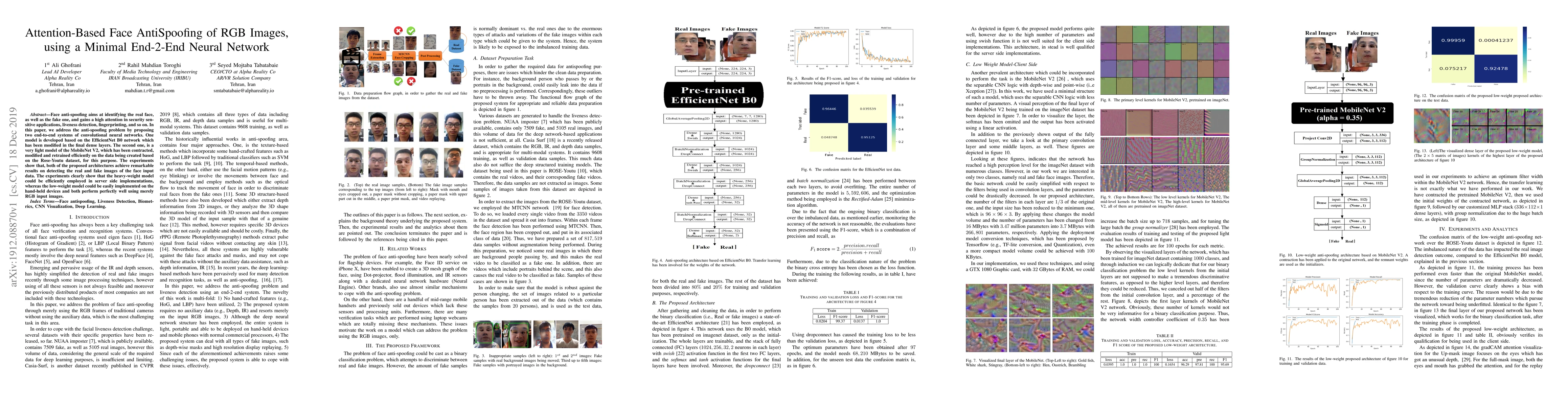 Thumbnail for Attention-Based Face AntiSpoofing of RGB Images, using a Minimal
  End-2-End Neural Network