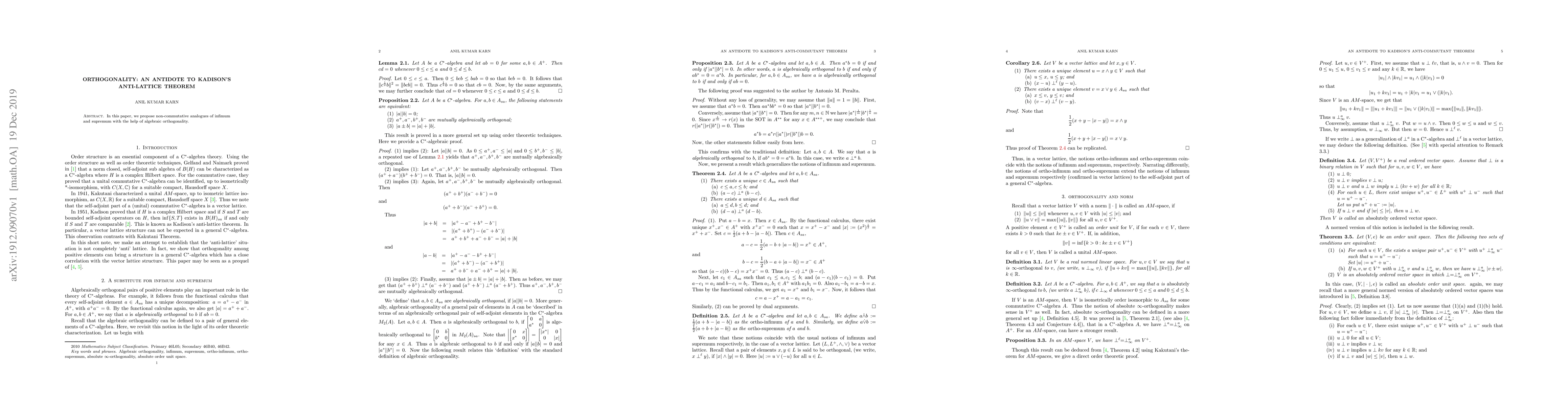 Thumbnail for Orthogonality: An antidote to Kadison's anti-lattice theorem
