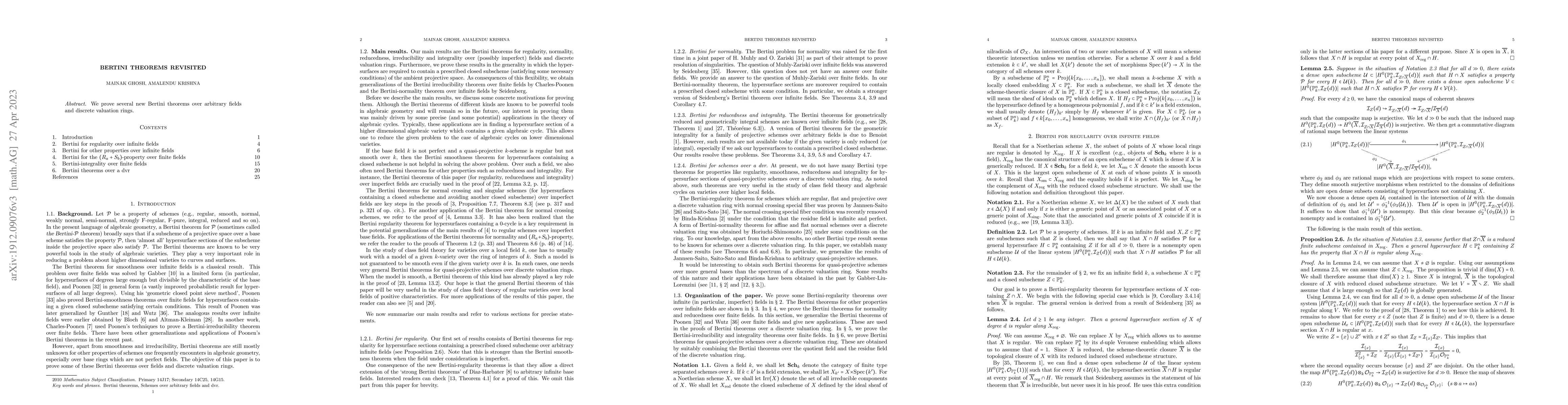 Thumbnail for Bertini theorems revisited