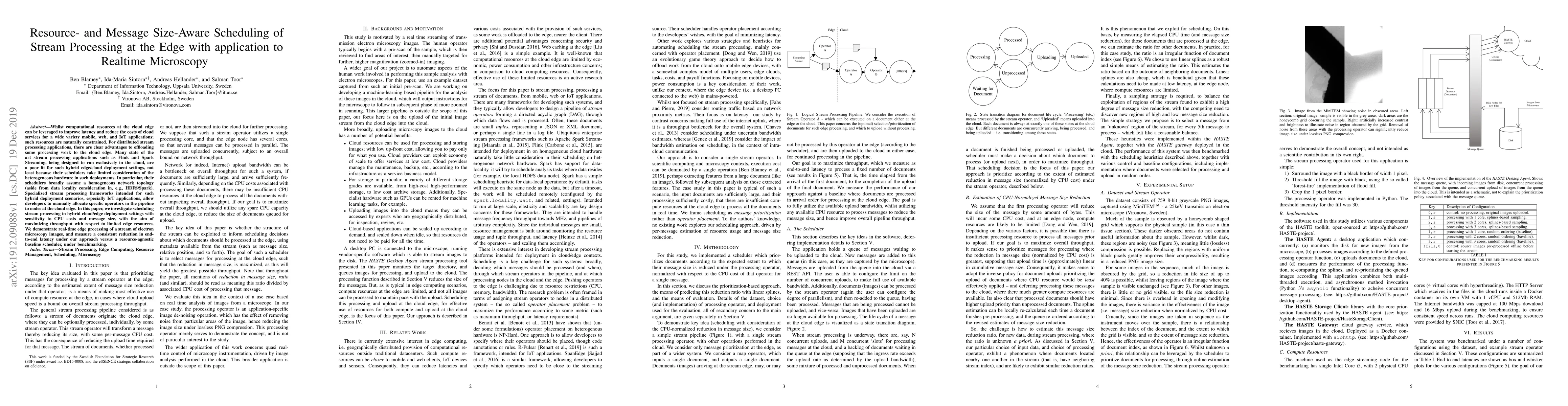 Thumbnail for Resource- and Message Size-Aware Scheduling of Stream Processing at the
  Edge with application to Realtime Microscopy