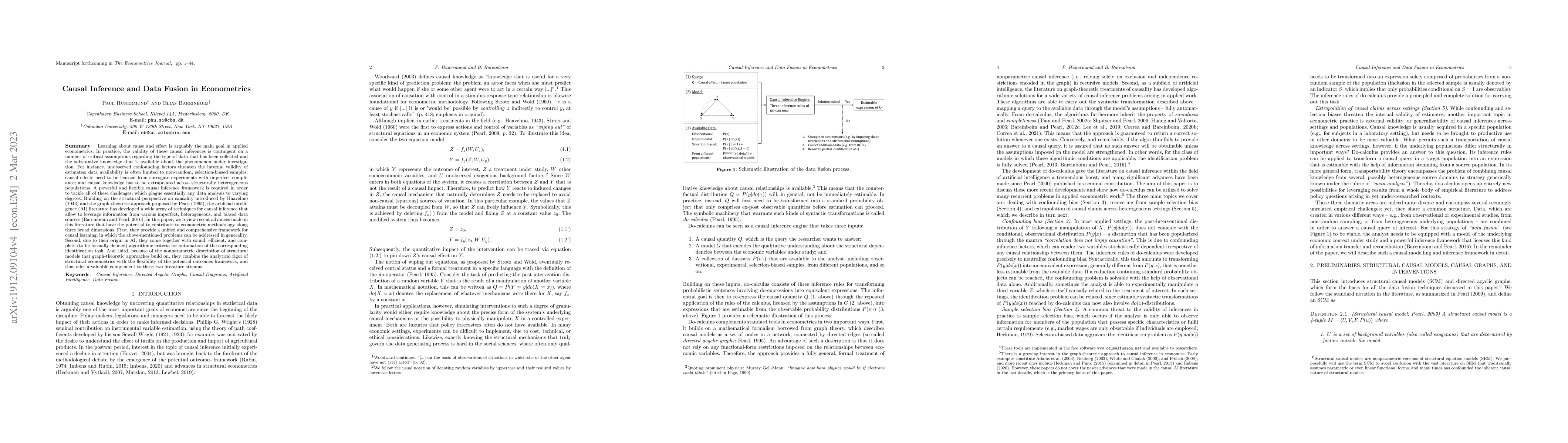 Thumbnail for Causal Inference and Data Fusion in Econometrics