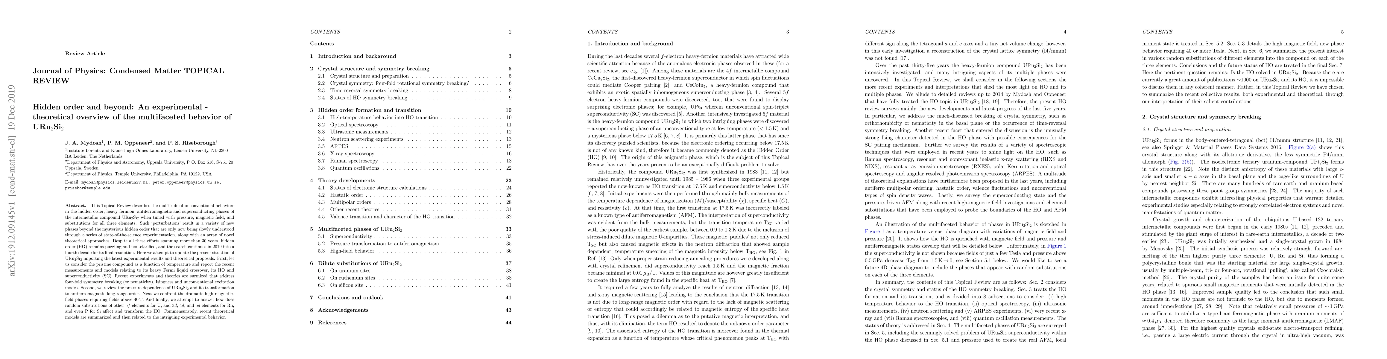 Thumbnail for Hidden order and beyond: an experimental-theoretical overview of the
  multifaceted behavior of URu$_2$Si$_2$