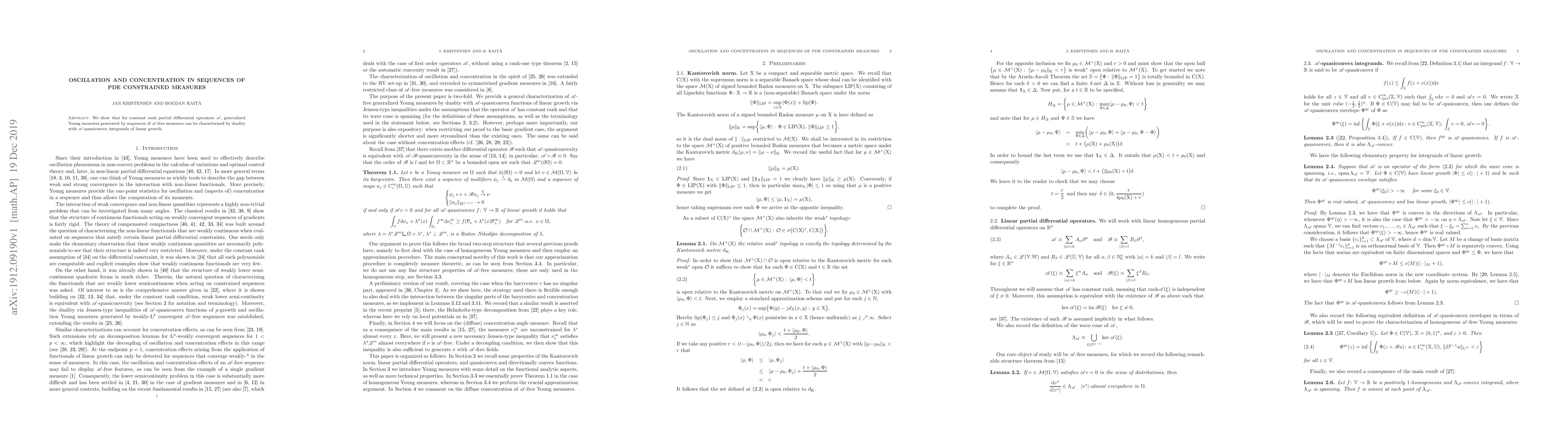 Thumbnail for Oscillation and concentration in sequences of PDE constrained measures