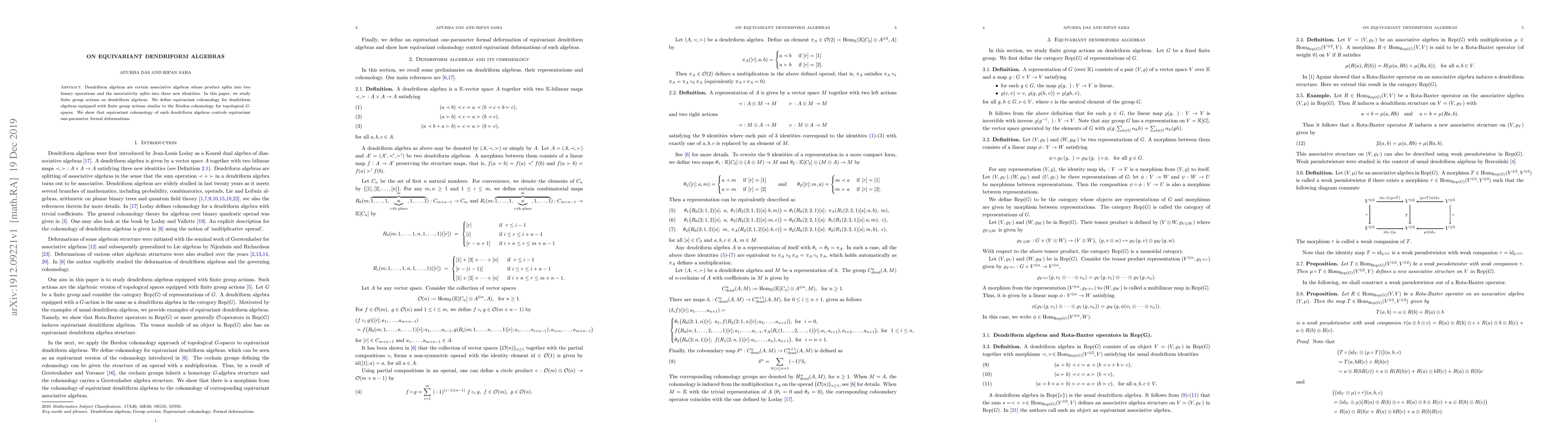 Thumbnail for On equivariant dendriform algebras