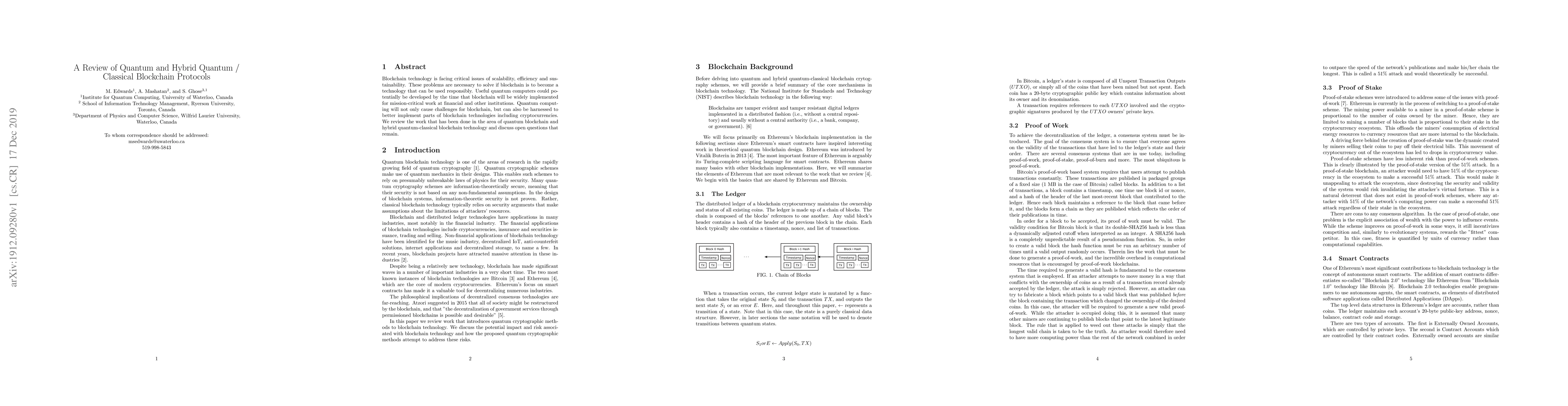 Thumbnail for A Review of Quantum and Hybrid Quantum / Classical Blockchain Protocols