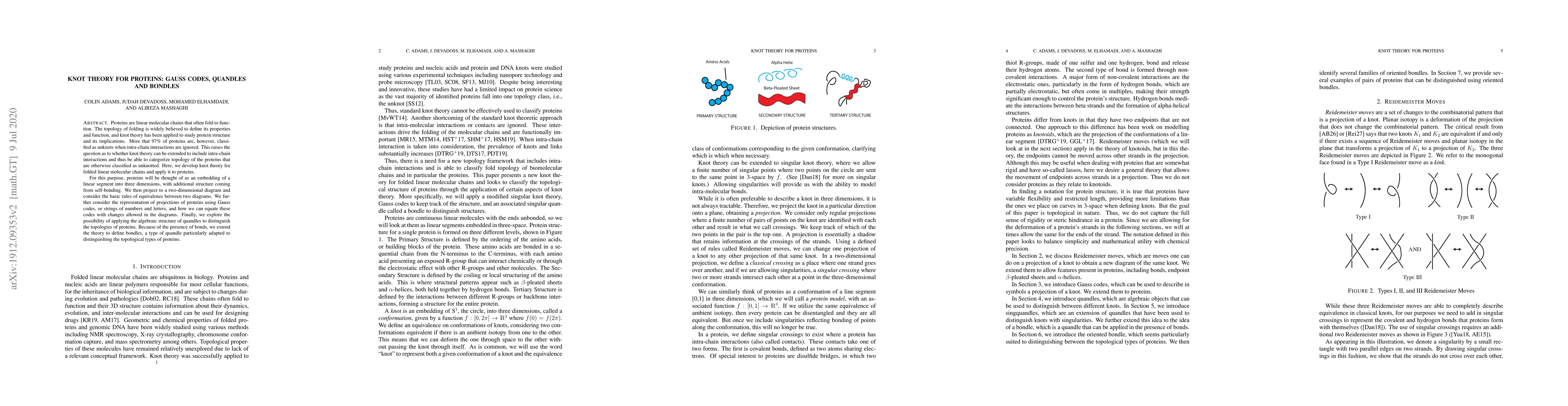 Thumbnail for Knot Theory for Proteins: Gauss Codes, Quandles and Bondles