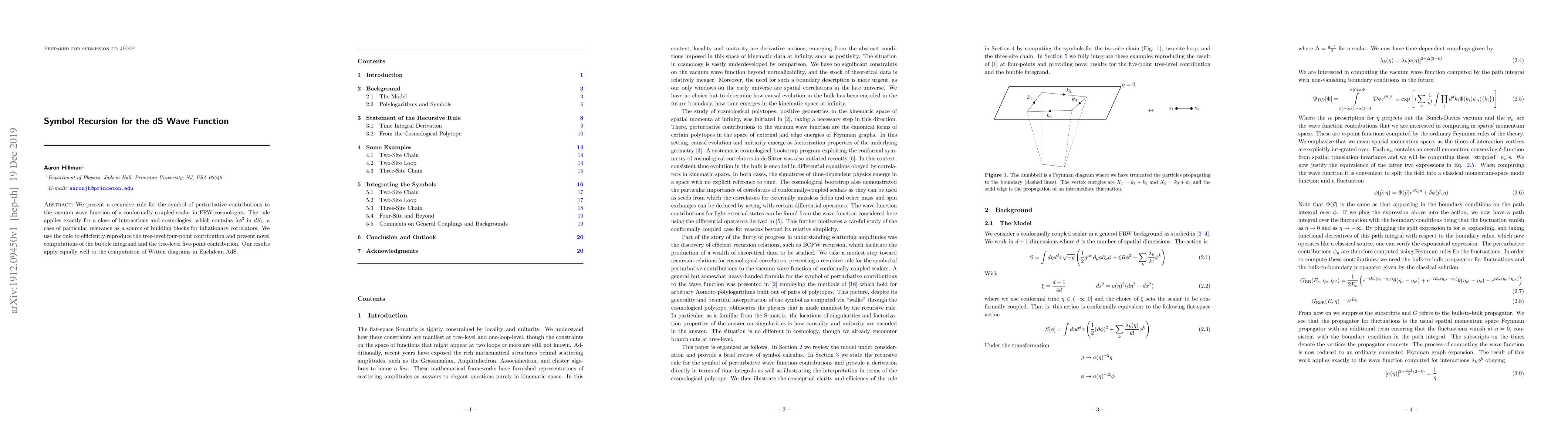 Thumbnail for Symbol Recursion for the dS Wave Function