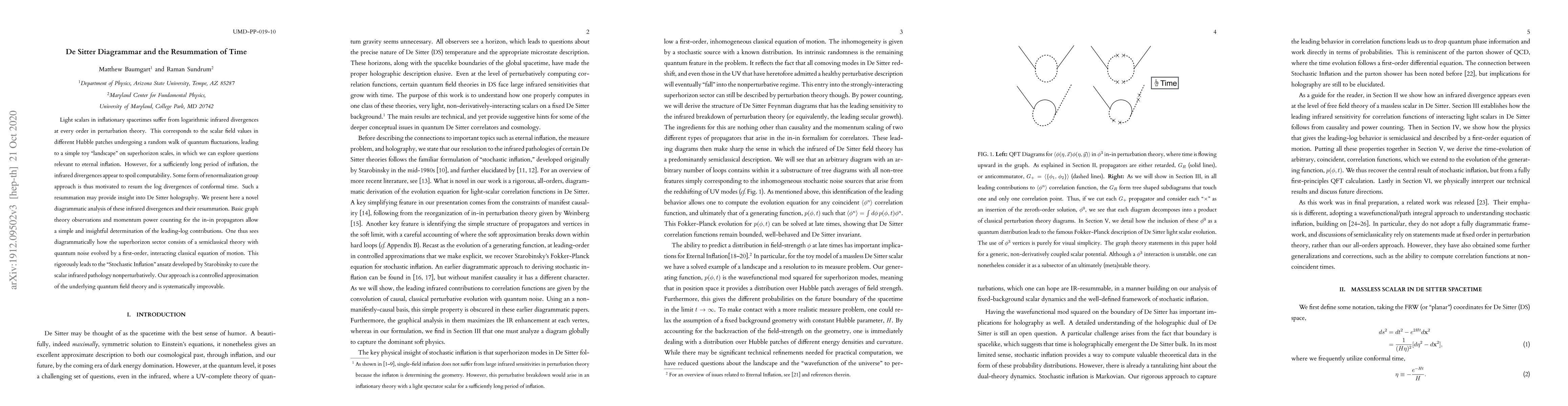 Thumbnail for De Sitter Diagrammar and the Resummation of Time