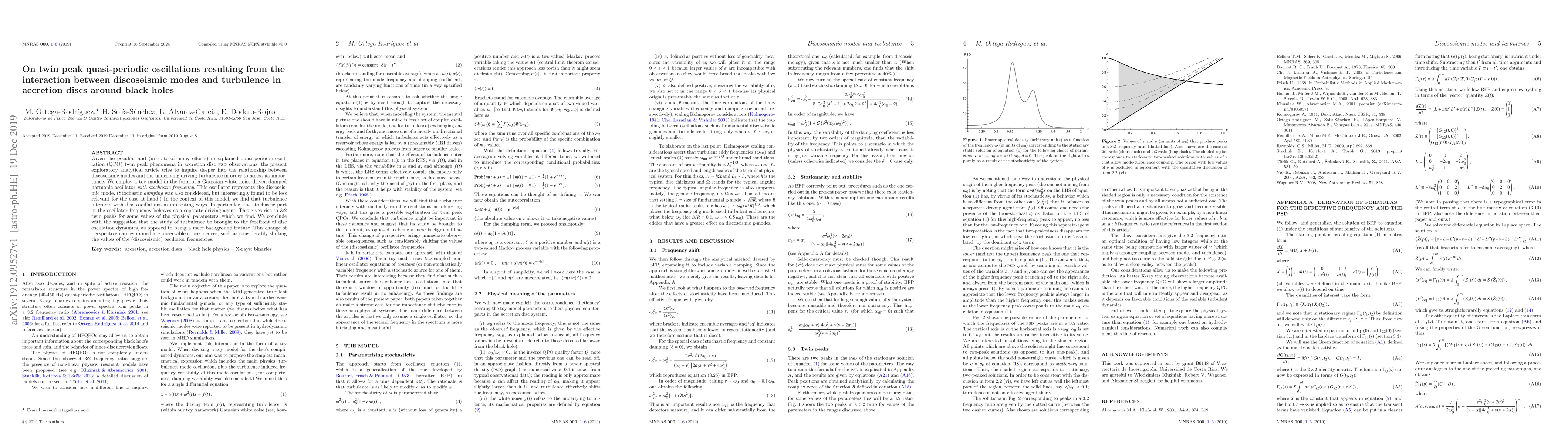 Thumbnail for On twin peak quasi-periodic oscillations resulting from the interaction
  between discoseismic modes and turbulence in accretion discs around black
  holes