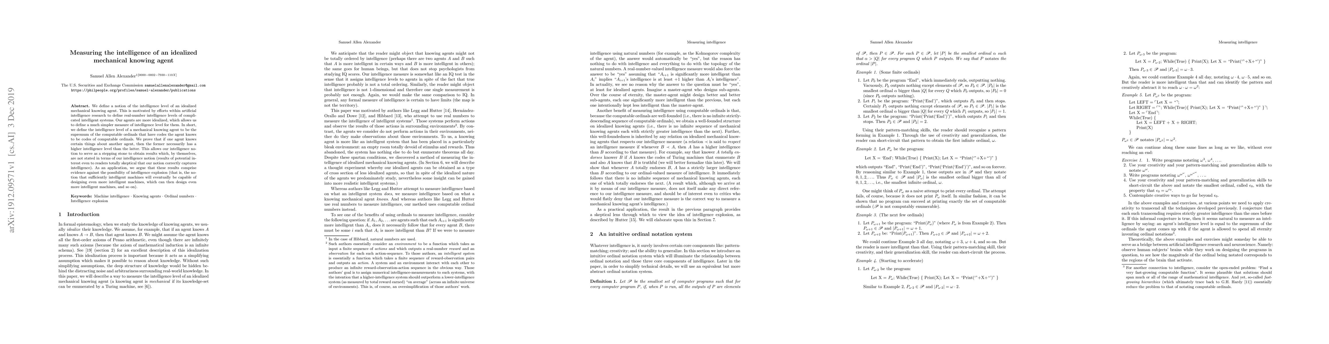 Thumbnail for Measuring the intelligence of an idealized mechanical knowing agent