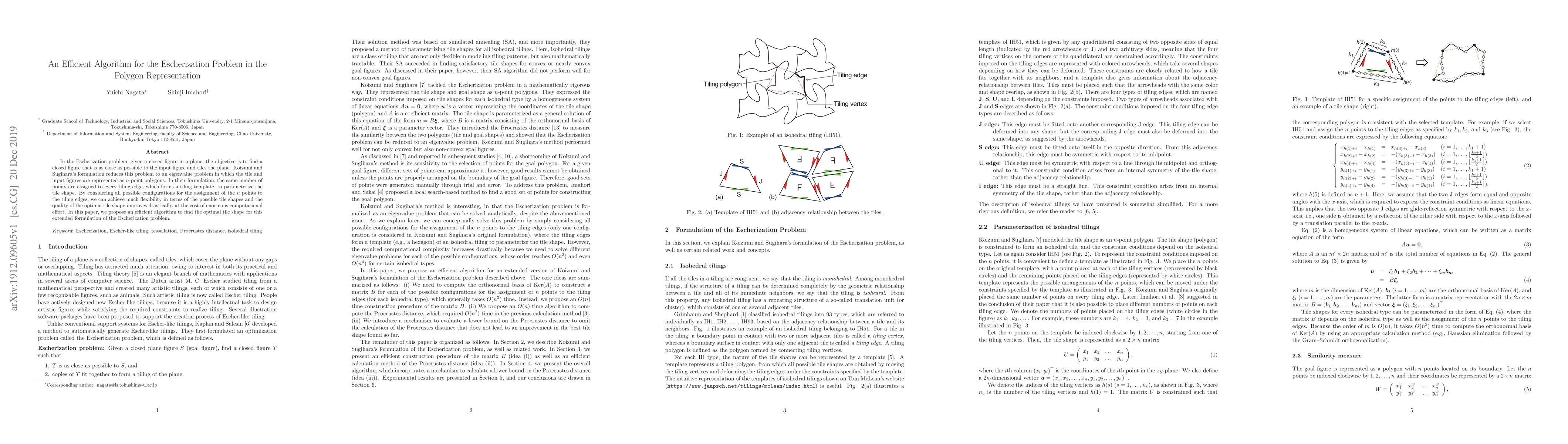 Thumbnail for An Efficient Algorithm for the Escherization Problem in the Polygon
  Representation