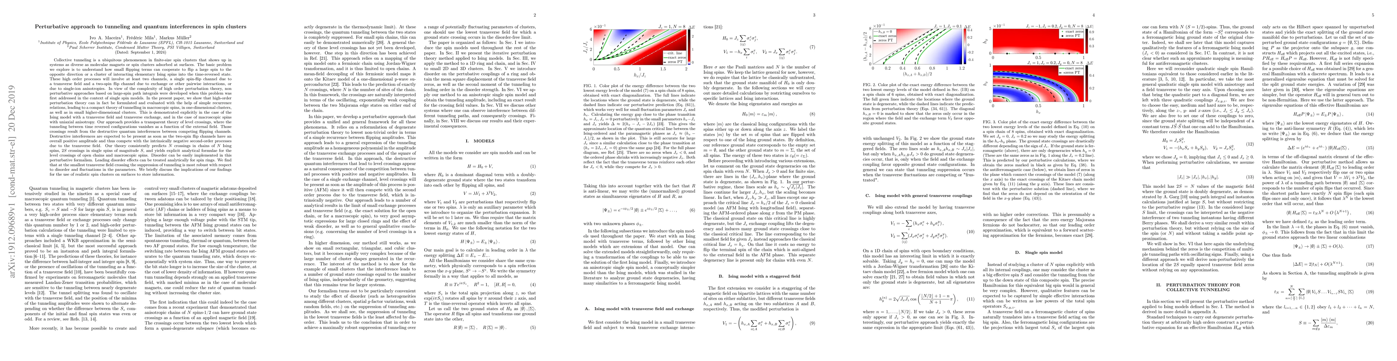 Thumbnail for Perturbative approach to quantum tunneling and quantum interferences in
  spin clusters