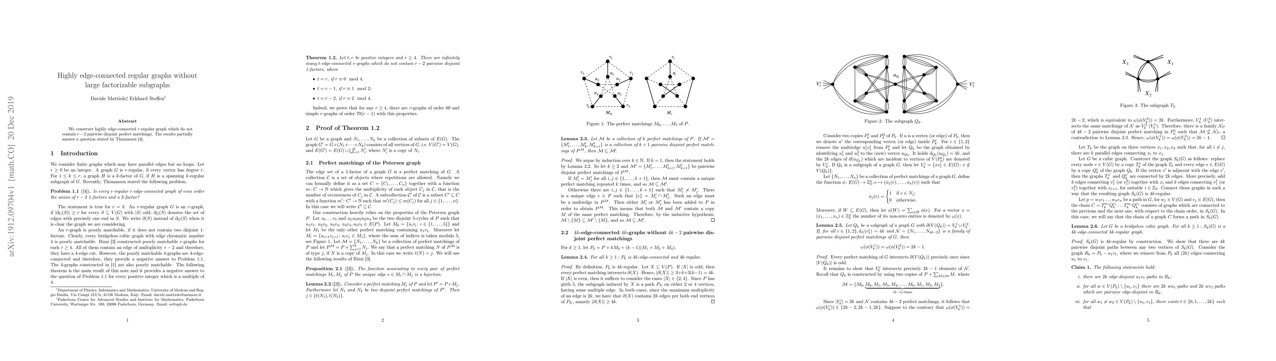 Thumbnail for Highly edge-connected regular graphs without large factorizable
  subgraphs