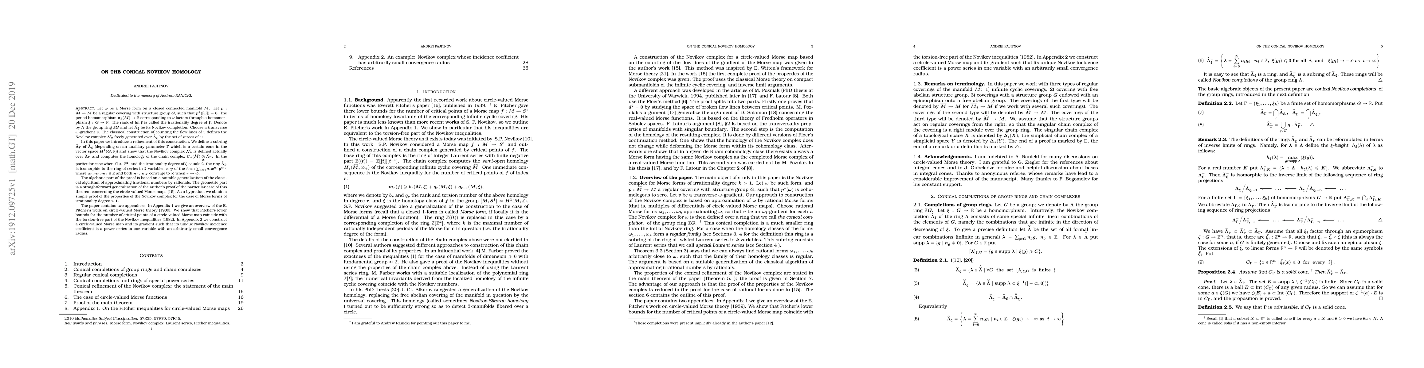 Thumbnail for On the Conical Novikov Homology