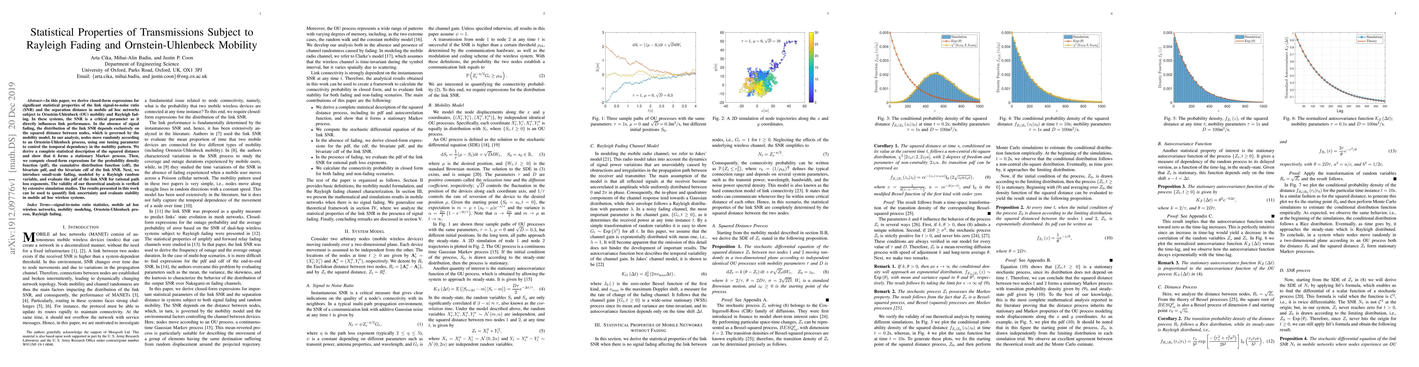 Thumbnail for Statistical Properties of Transmissions Subject to Rayleigh Fading and
  Ornstein-Uhlenbeck Mobility