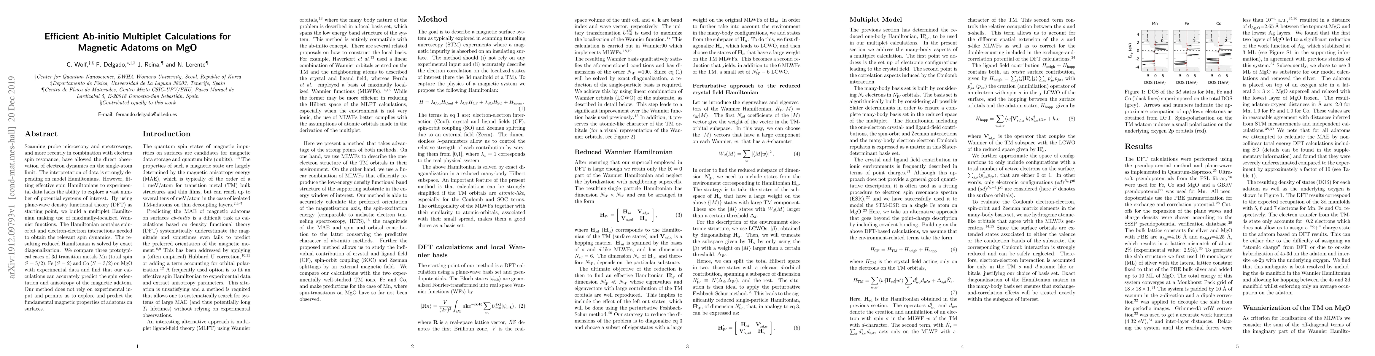 Thumbnail for Efficient Ab-initio Multiplet Calculations for Magnetic Adatoms on MgO
