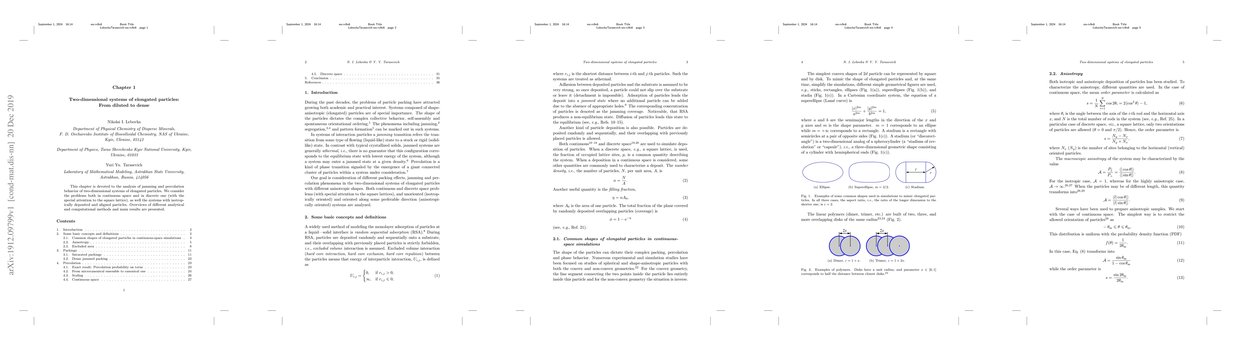 Thumbnail for Two-dimensional systems of elongated particles: From diluted to dense