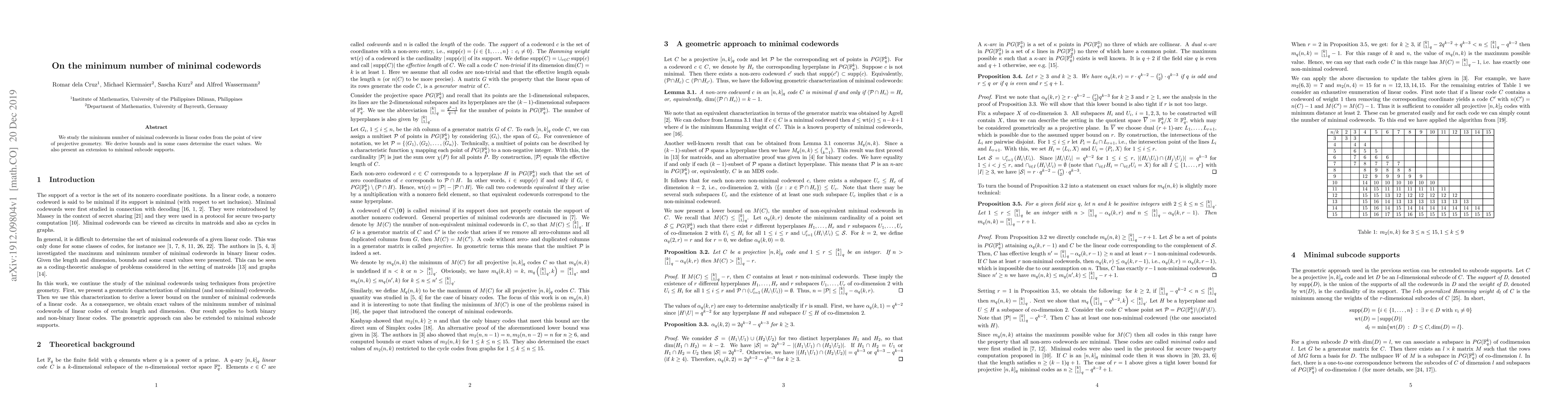Thumbnail for On the minimum number of minimal codewords