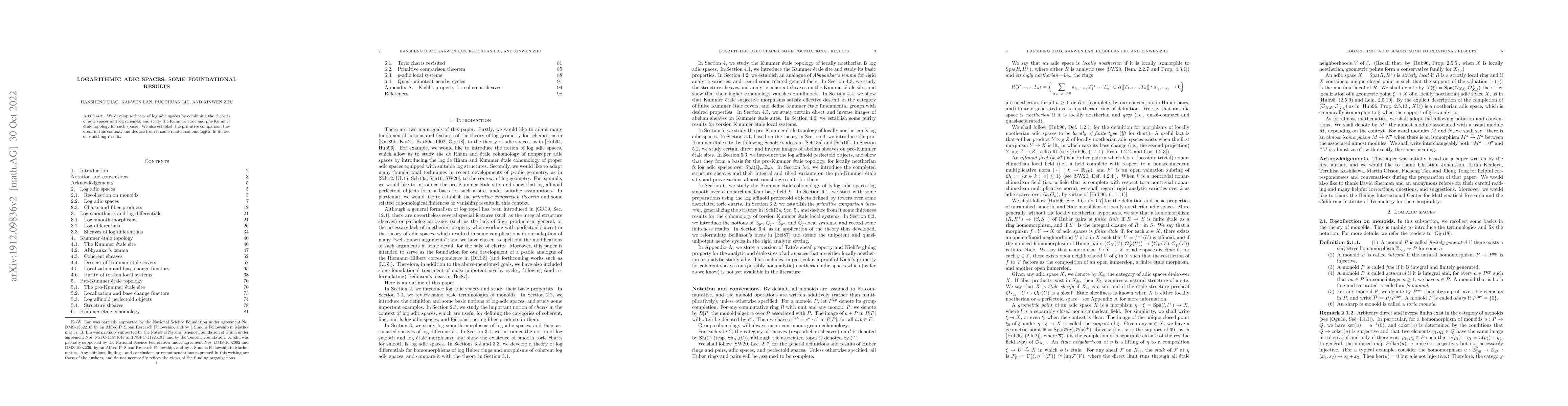 Thumbnail for Logarithmic adic spaces: some foundational results