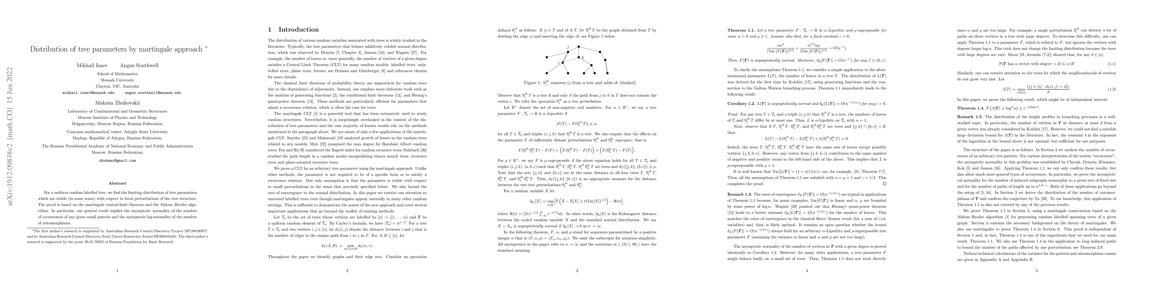 Thumbnail for Distribution of tree parameters by martingale approach