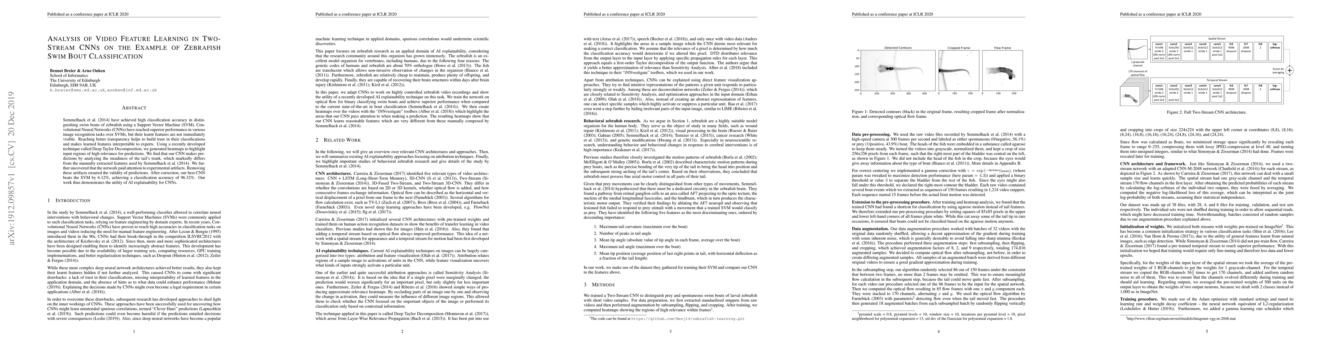 Thumbnail for Analysis of Video Feature Learning in Two-Stream CNNs on the Example of
  Zebrafish Swim Bout Classification