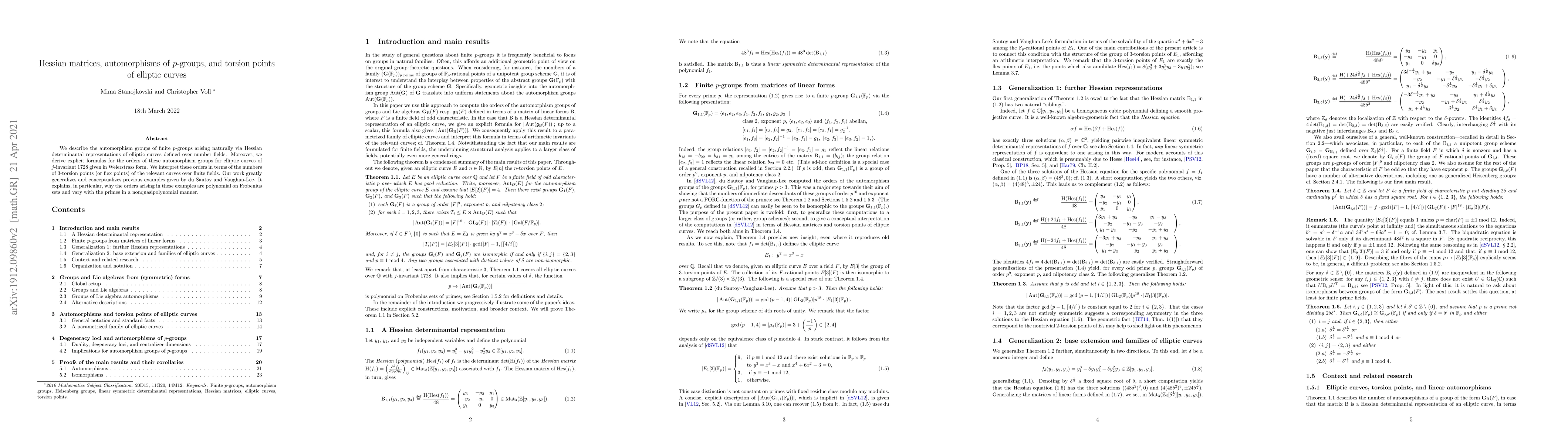 Thumbnail for Hessian matrices, automorphisms of $p$-groups, and torsion points of
  elliptic curves