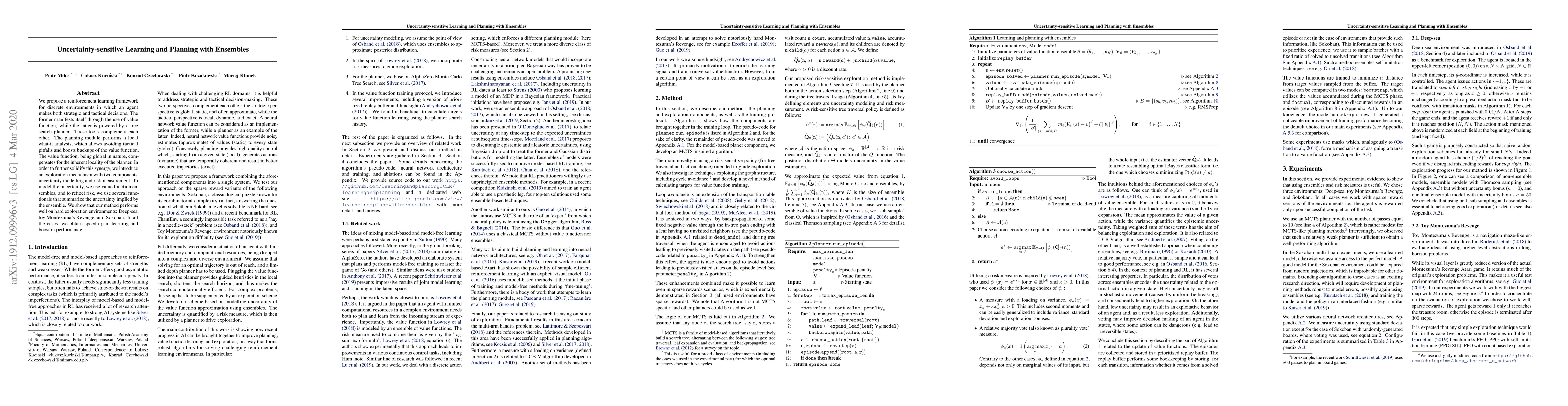 Thumbnail for Uncertainty-sensitive Learning and Planning with Ensembles