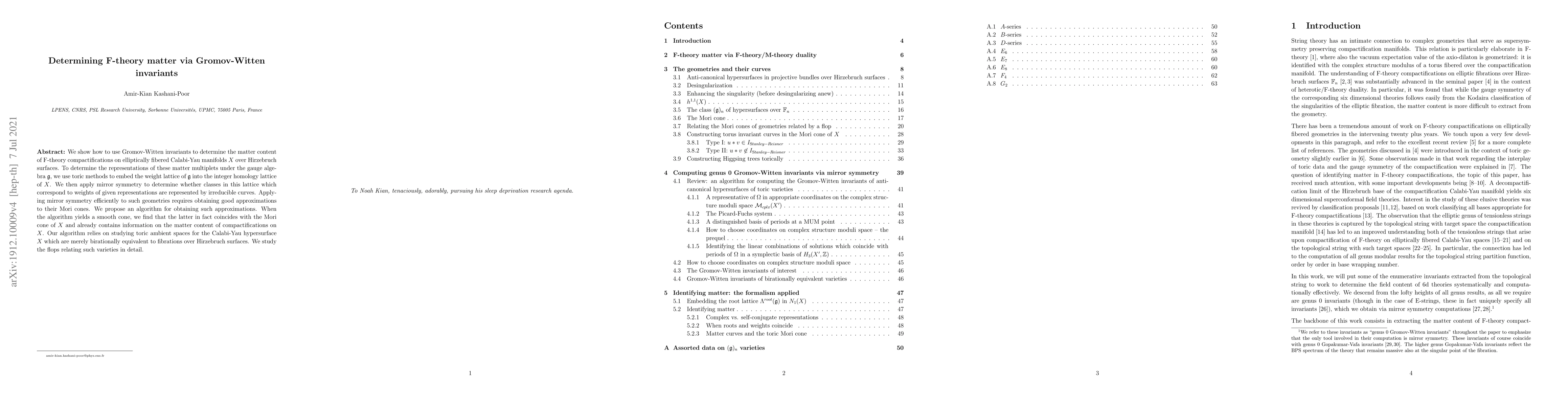 Thumbnail for Determining F-theory matter via Gromov-Witten invariants