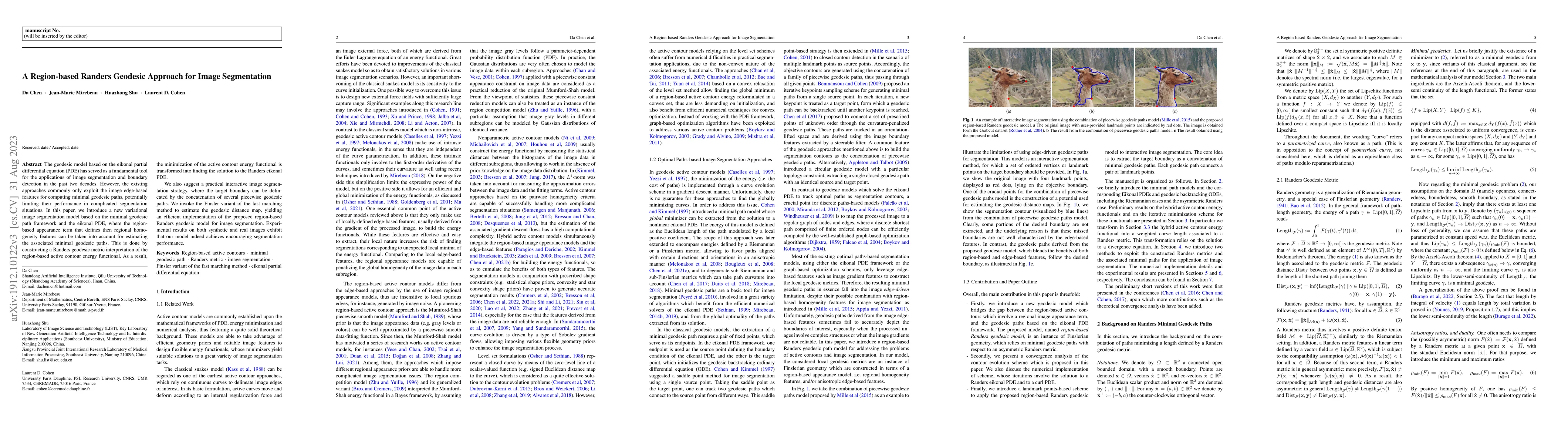 Thumbnail for A Region-based Randers Geodesic Approach for Image Segmentation