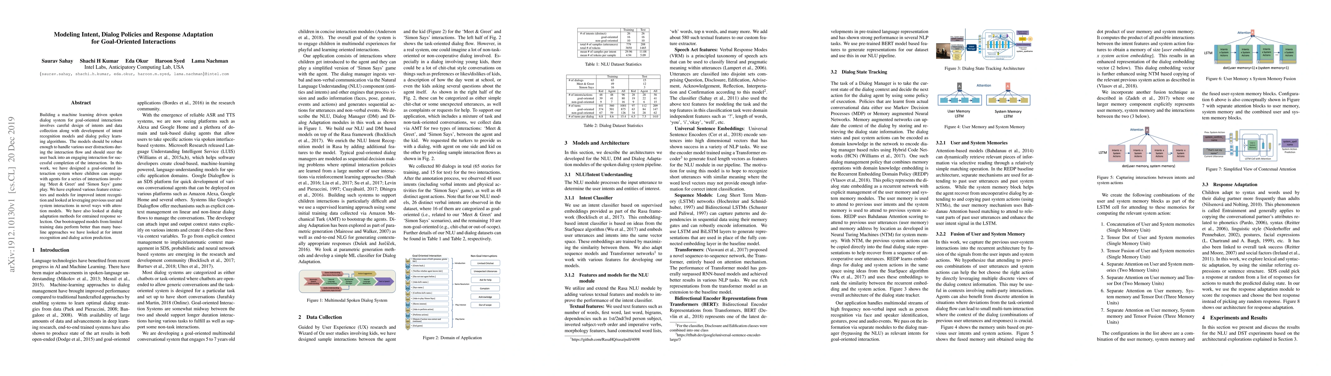 Thumbnail for Modeling Intent, Dialog Policies and Response Adaptation for
  Goal-Oriented Interactions