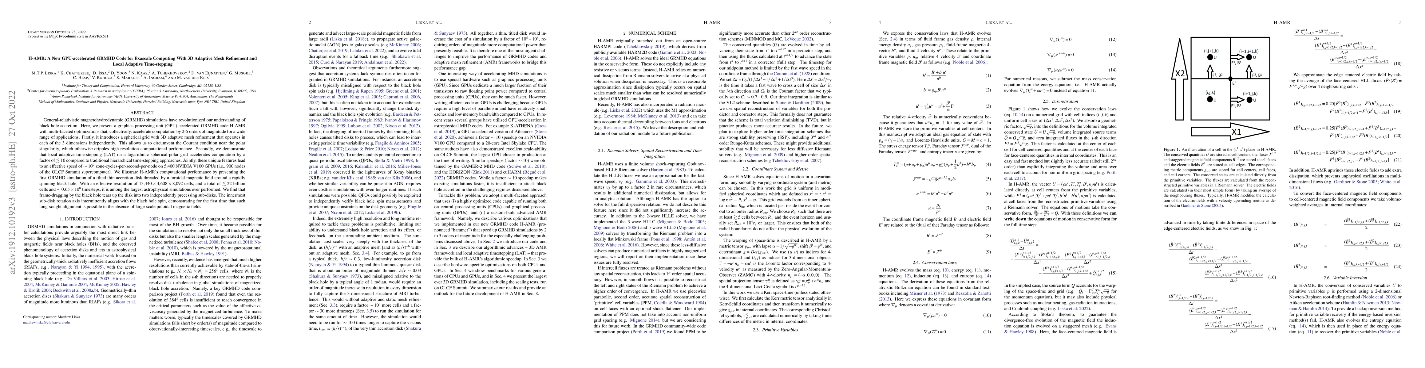 Thumbnail for H-AMR: A New GPU-accelerated GRMHD Code for Exascale Computing With 3D
  Adaptive Mesh Refinement and Local Adaptive Time-stepping