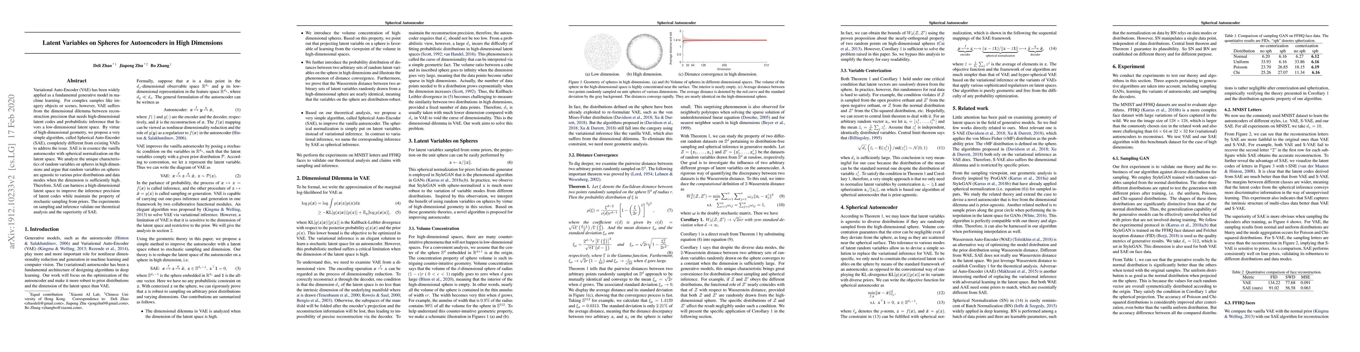 Thumbnail for Latent Variables on Spheres for Autoencoders in High Dimensions