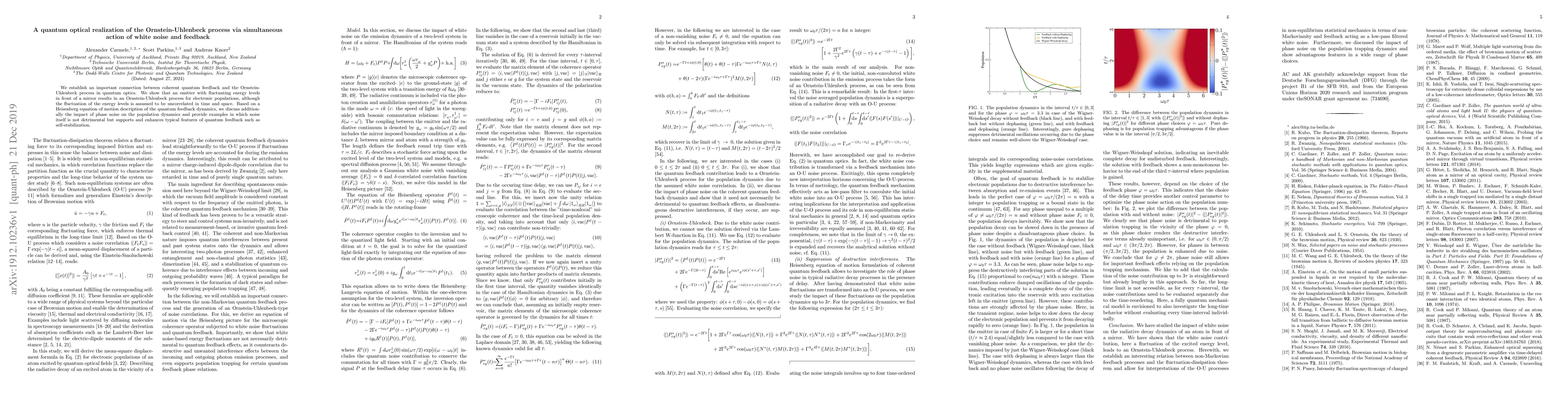 Thumbnail for A quantum optical realization of the Ornstein-Uhlenbeck process via
  simultaneous action of white noise and feedback