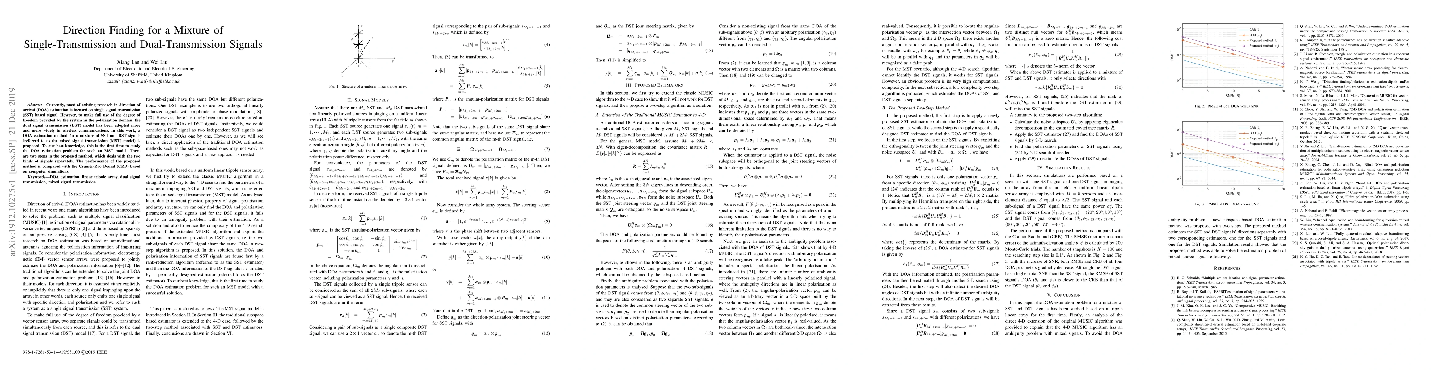 Thumbnail for Direction Finding for a Mixture of Single-Transmission and
  Dual-Transmission Signals