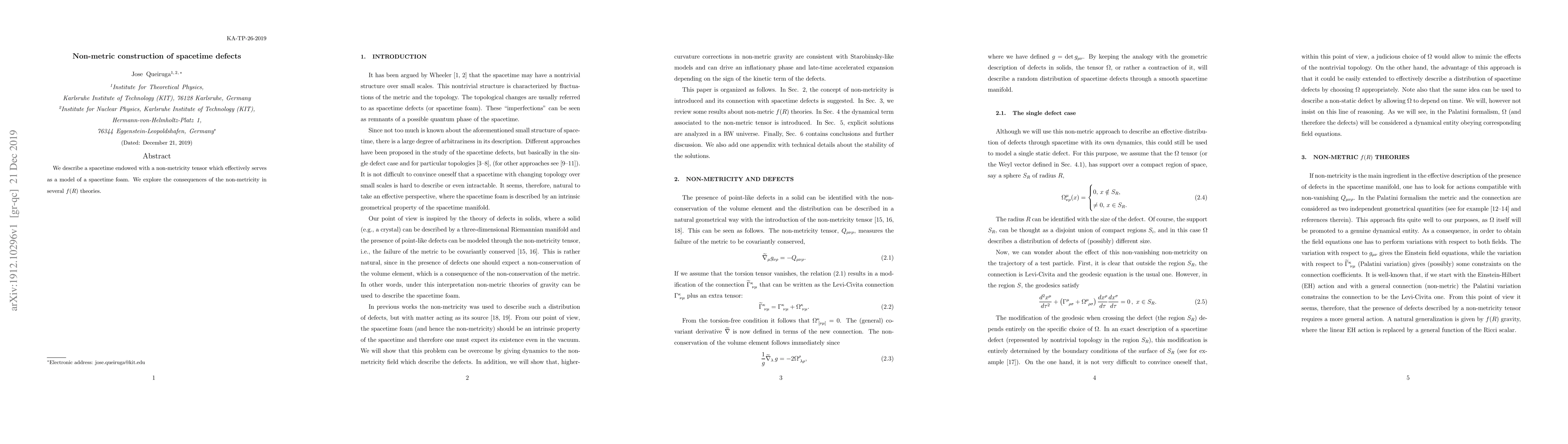 Thumbnail for Non-metric construction of spacetime defects