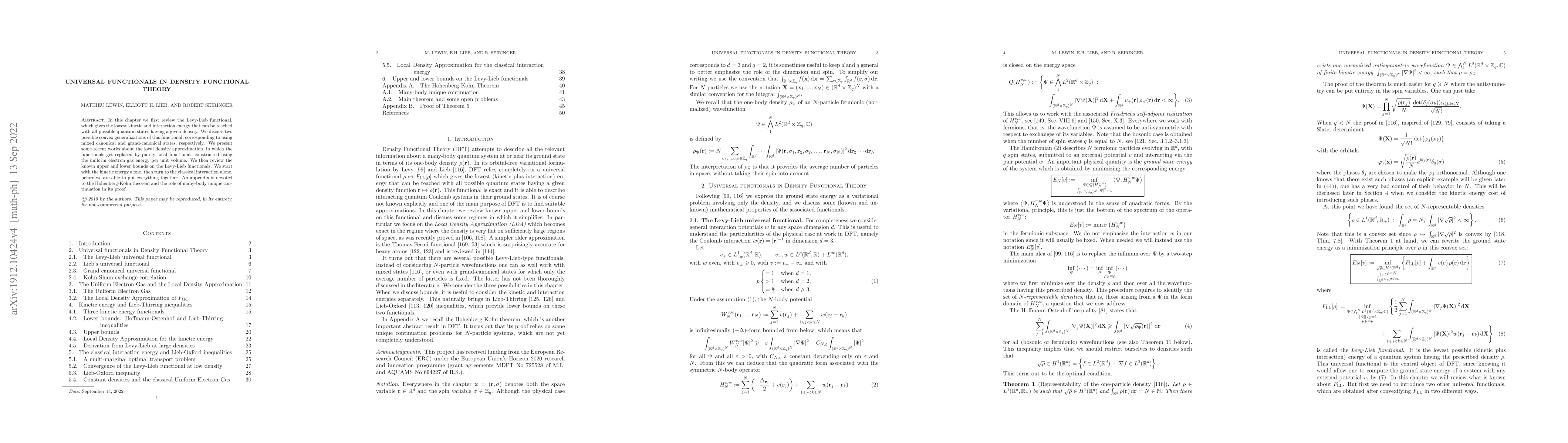 Thumbnail for Universal Functionals in Density Functional Theory