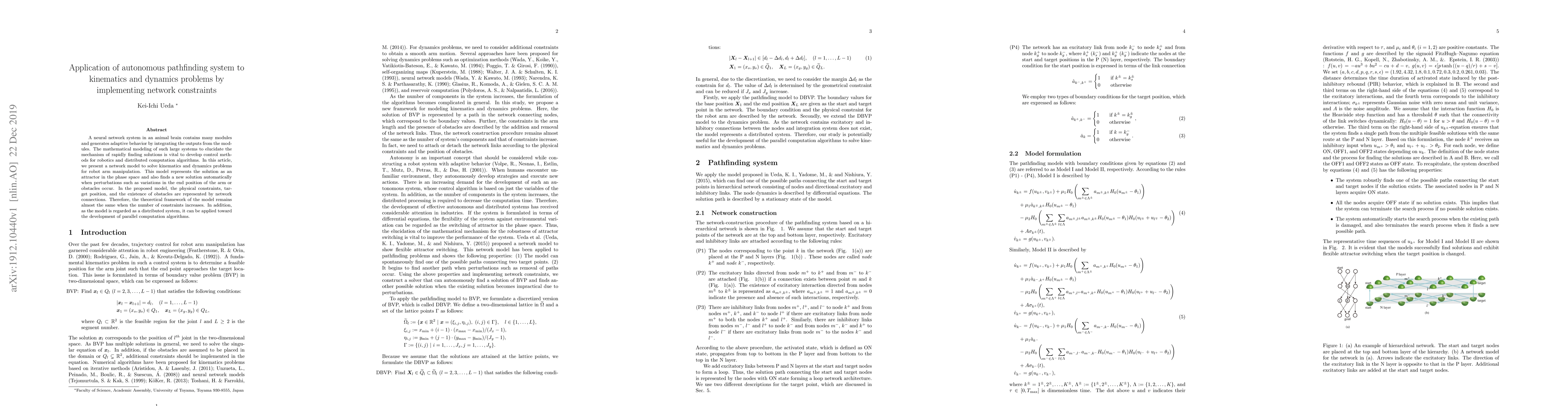 Thumbnail for Application of autonomous pathfinding system to kinematics and dynamics
  problems by implementing network constraints