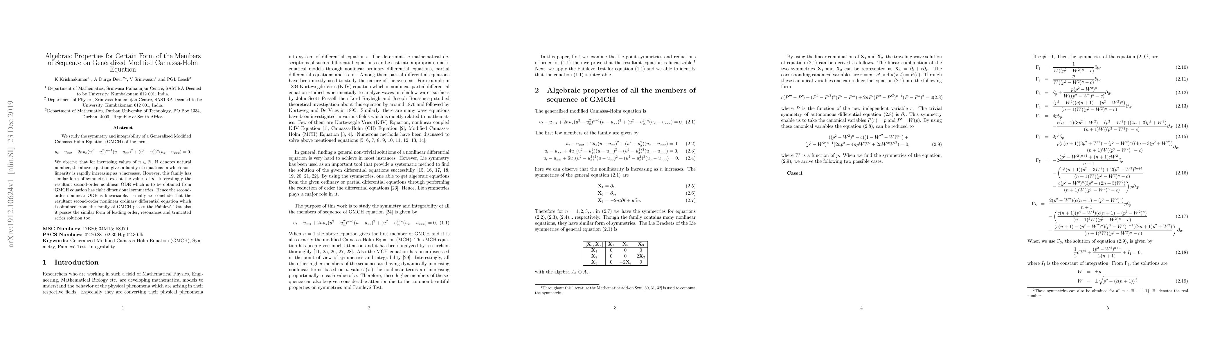 Thumbnail for Algebraic Properties for Certain Form of the Members of Sequence on
  Generalized Modified Camassa-Holm Equation
