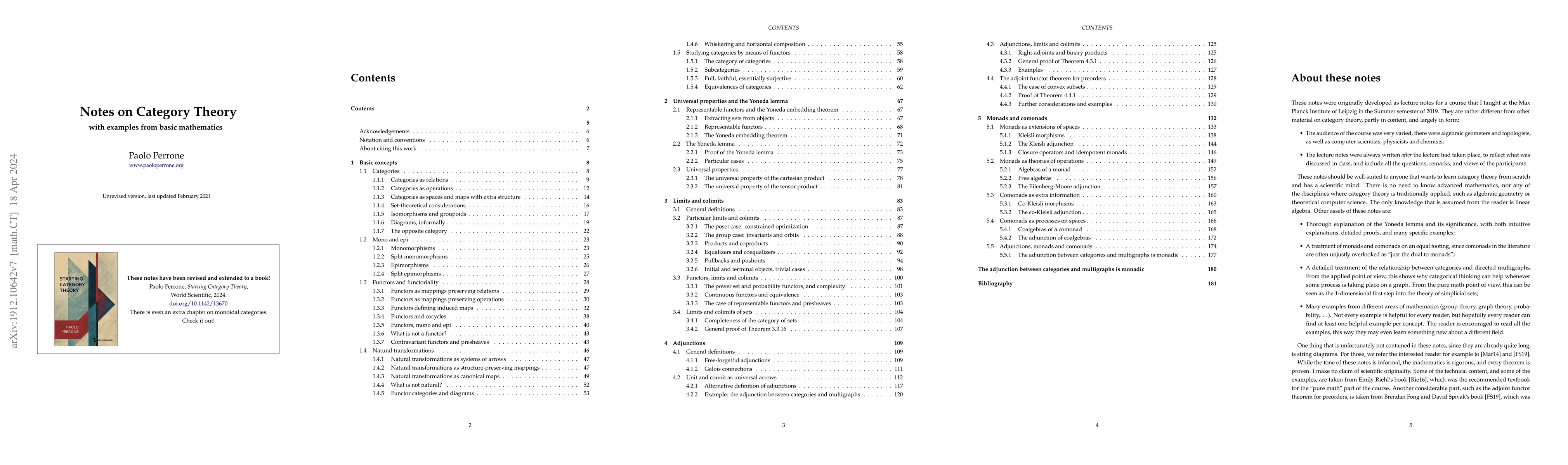 Thumbnail for Notes on Category Theory with examples from basic mathematics