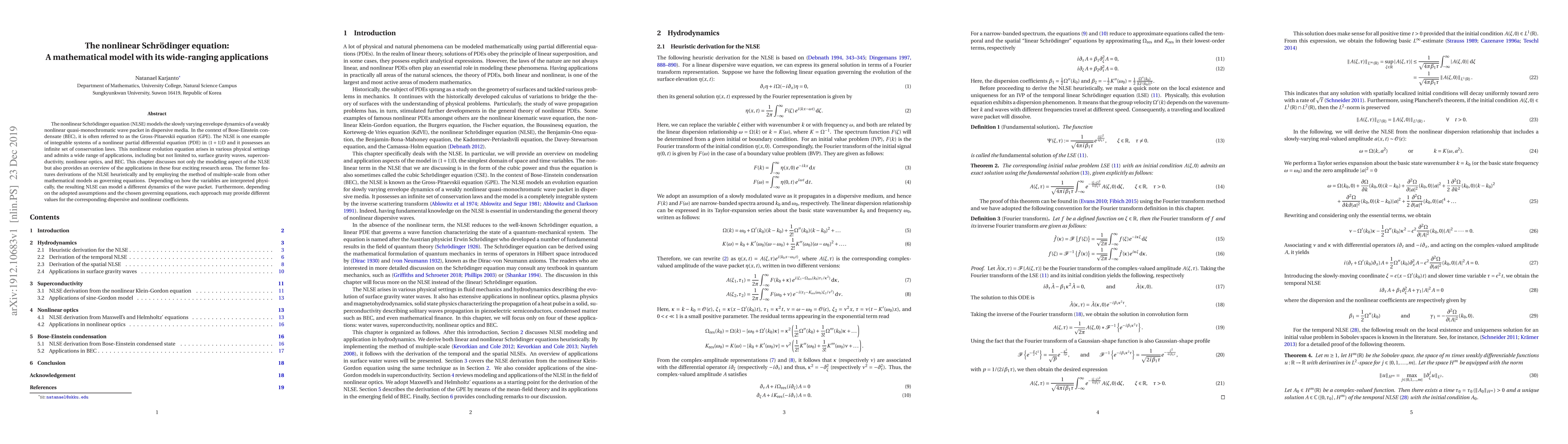 Thumbnail for The nonlinear Schr\"odinger equation: A mathematical model with its
  wide-ranging applications