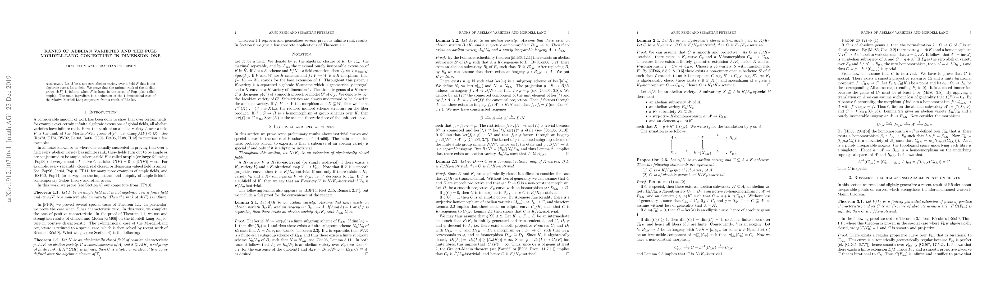 Thumbnail for Ranks of abelian varieties and the full Mordell-Lang conjecture in
  dimension one