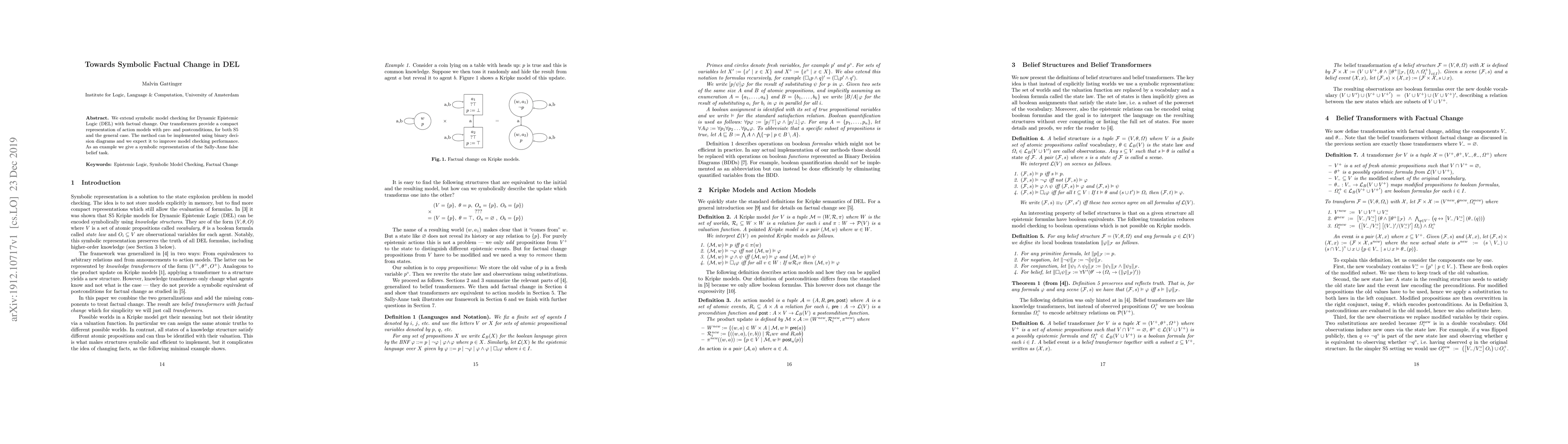 Thumbnail for Towards Symbolic Factual Change in DEL