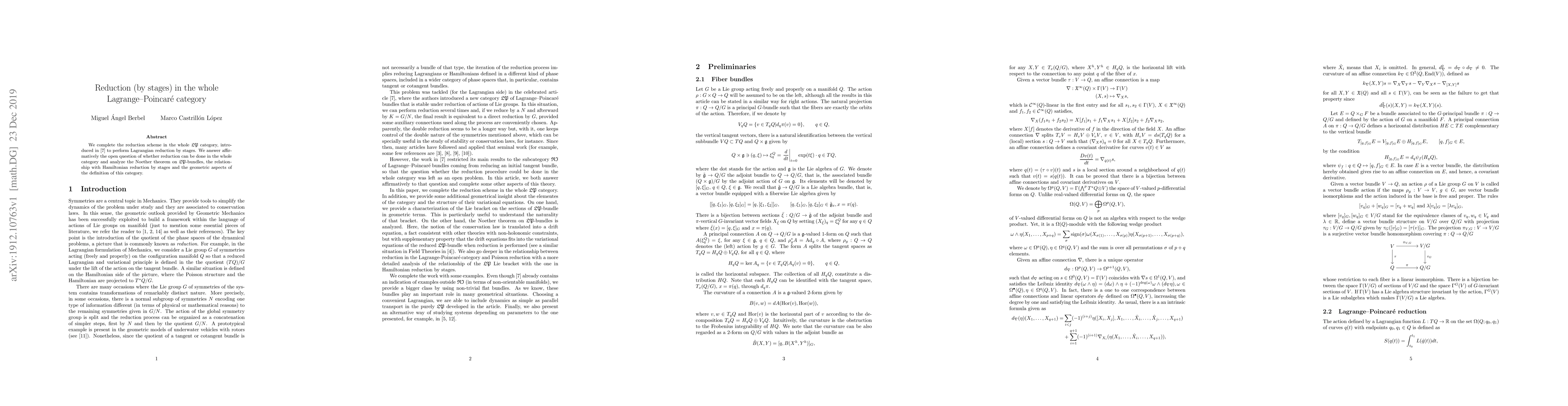 Thumbnail for Reduction (by stages) in the whole Lagrange Poincare category
