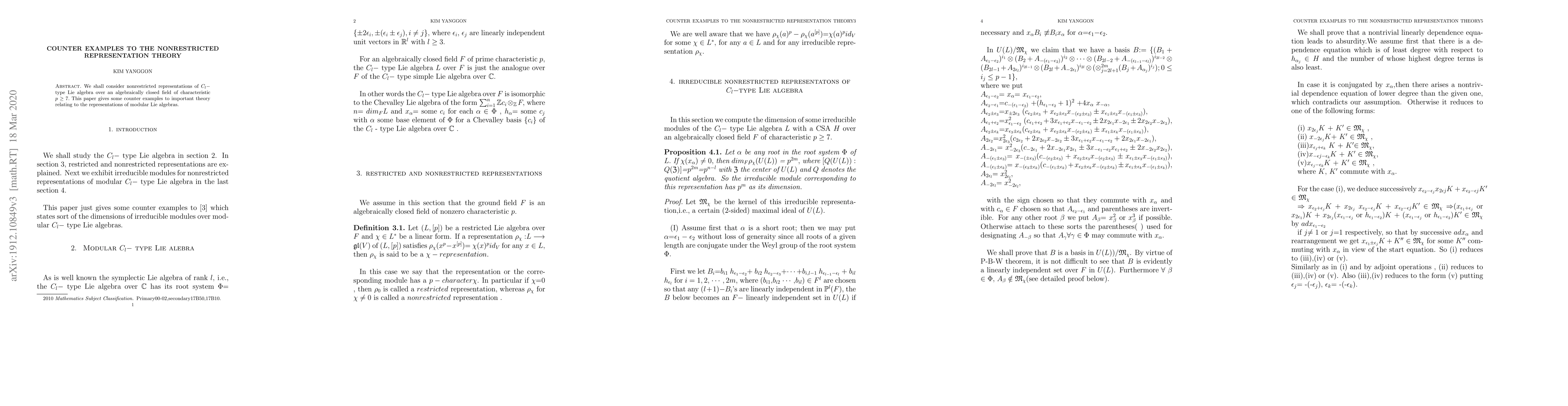 Thumbnail for Counter examples to the nonrestricted representation theory