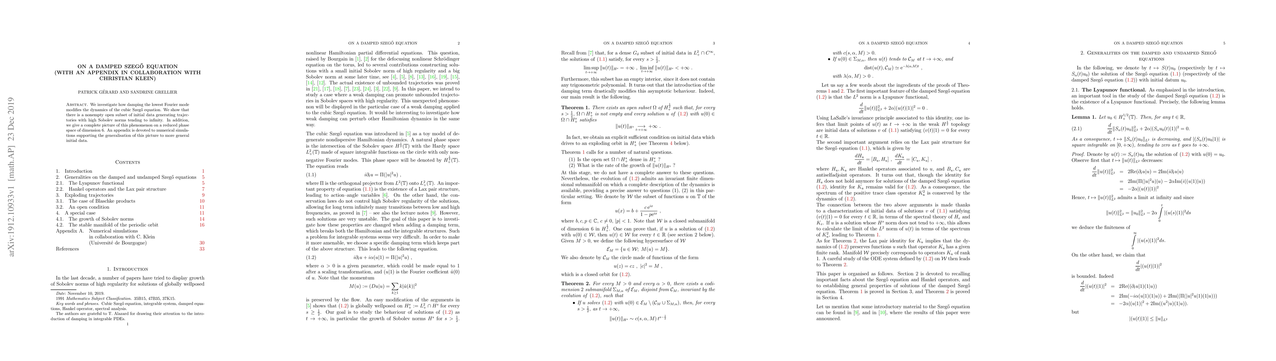 Thumbnail for On a damped Szego equation (with an appendix in collaboration with
  Christian Klein)