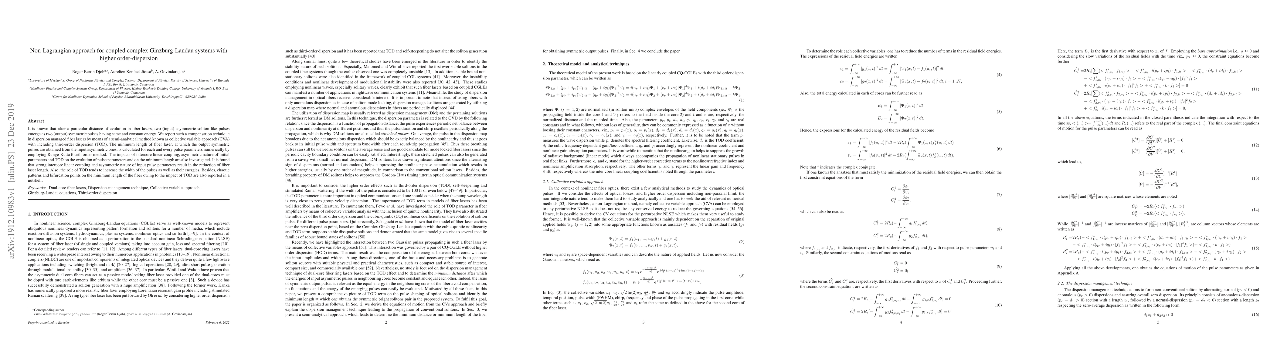 Thumbnail for Non-Lagrangian approach for coupled complex Ginzburg-Landau systems with
  higher order-dispersion